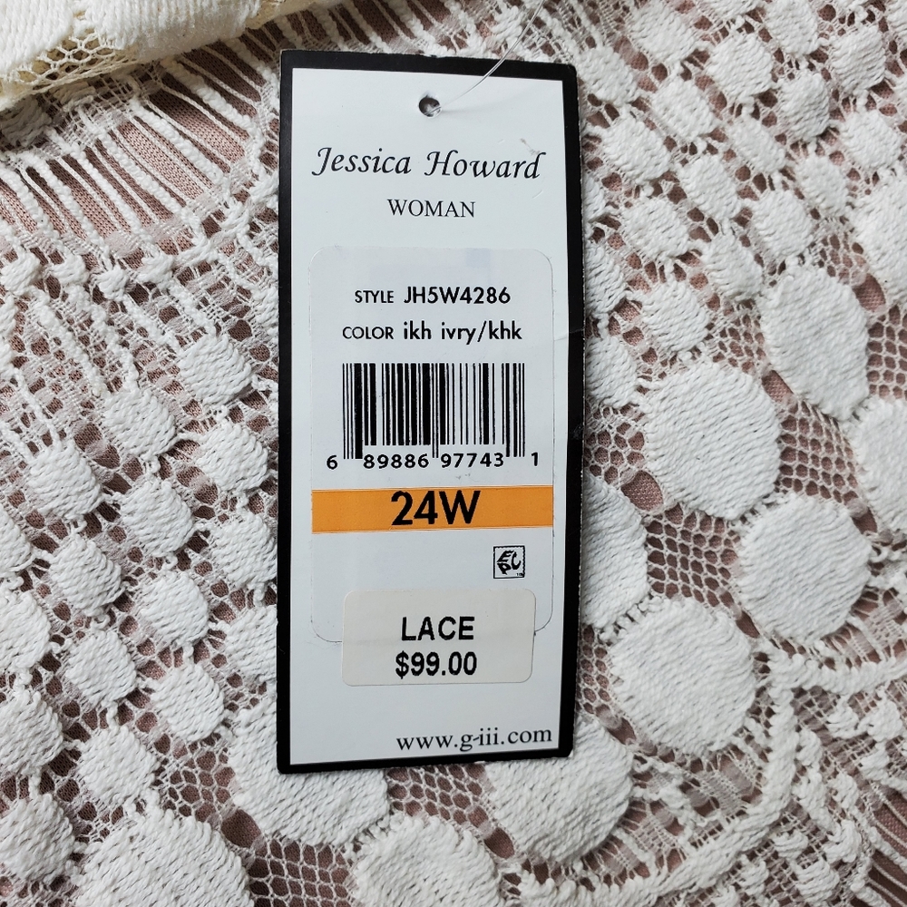 Jessica Howard patterned lace short dress with 3/4 sleeves - Picture 7 of 7